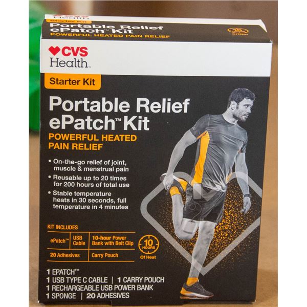 NEW CVS HEALTH PORTABLE RELIEF E PATCH STARTER KIT
