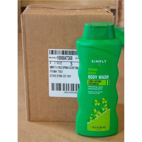 NEW CASE OF SIMPLY U SPRING SCENT BODY WASH