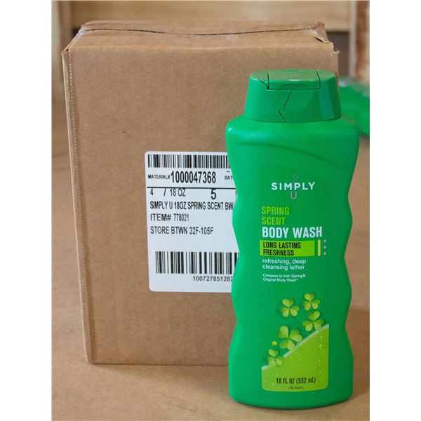 NEW CASE OF SIMPLY U SPRING SCENT BODY WASH