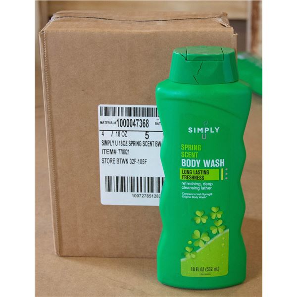NEW CASE OF SIMPLY U SPRING SCENT BODY WASH