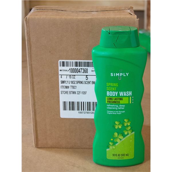 NEW CASE OF SIMPLY U SPRING SCENT BODY WASH