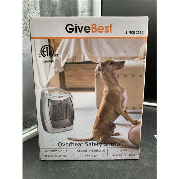 GiveBest Overheat Safety Shutoff Space Heater, Adjustable Thermostat,1500w Faster Heat and Auto Off 