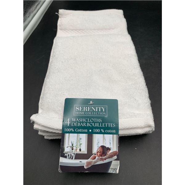 Serenity Home Collection 4pk Washcloths-White