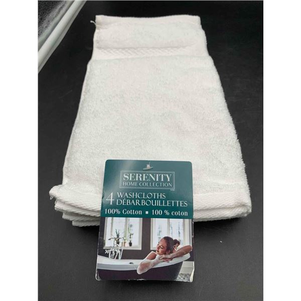Serenity Home Collection 4pk Washcloths-White