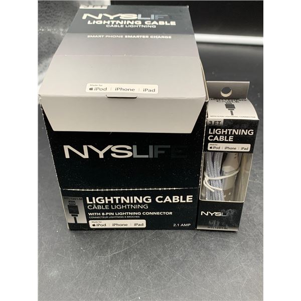 Nyslif Lightning Cable with 8-Pin Lightning Connector for Apple Products (12ct)