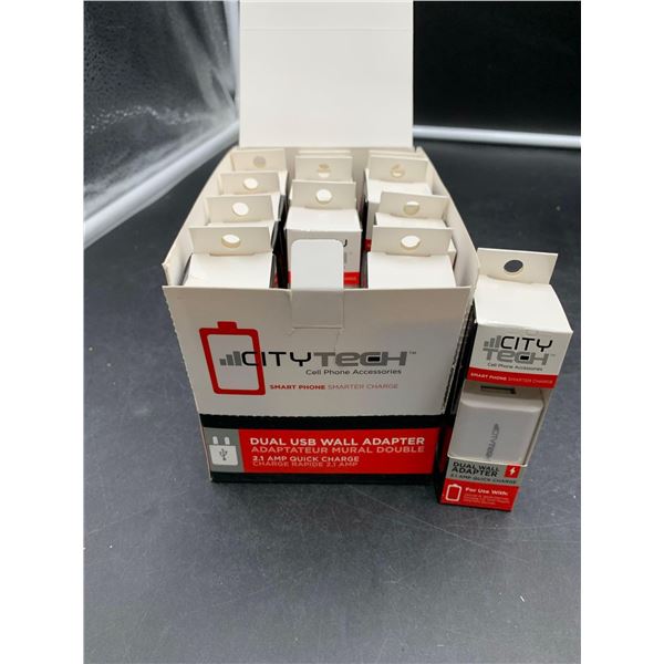 CityTech Smart Phone Smarter Charge Dual USB Wall Adapter (12ct)
