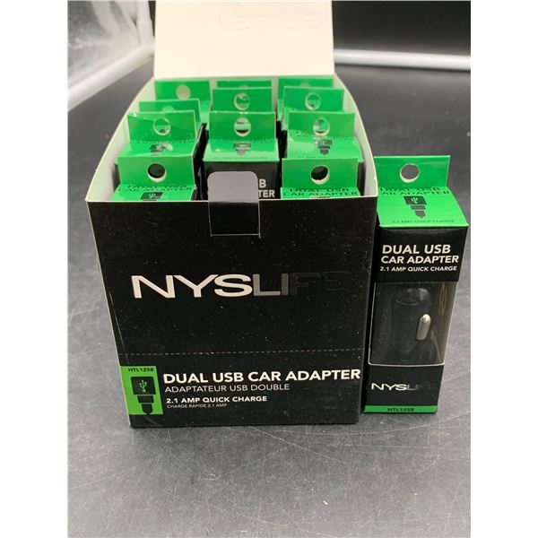 Nyslif Dual USB Car Adapter 2.1 Amp Quick Charge (12ct)