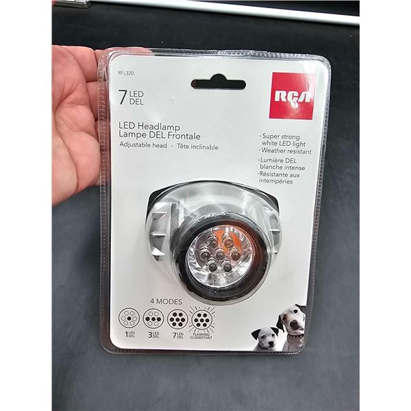 RCA 7 LED Headlamp with Adjustable Head, Weather resistant