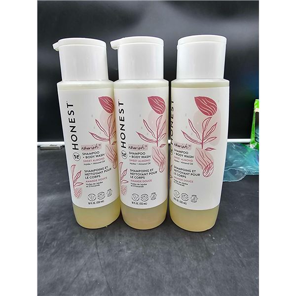 Honest Nourish Shampoo & Body Wash-Sweet Almond Jojoba & Almond Oil (3 x 532ml)