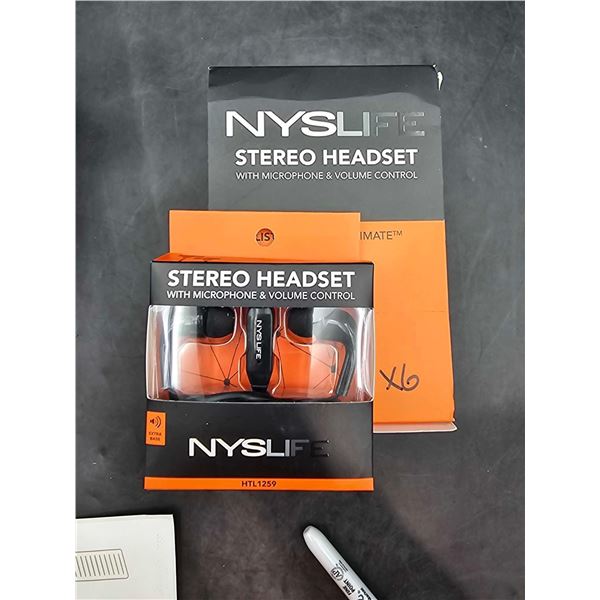 Nyslife Stereo Headset with Microphone & Volume Control (6ct)