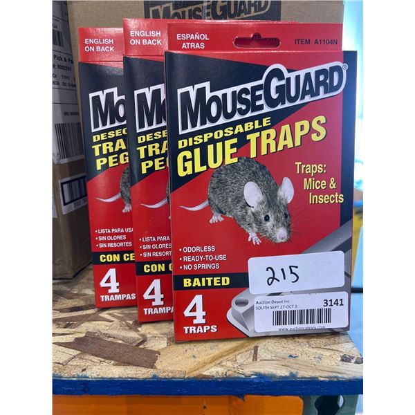 Lot of 3 Mouse Guard Disposable Glue Traps