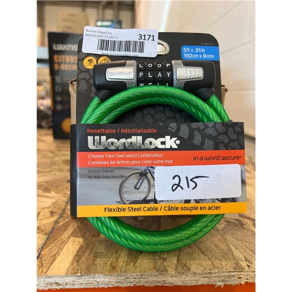 Word Lock Flexable Steel Cable Bike Lock