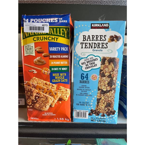Mixed Lot of Nature Valley Crunch Bars 1.56kg and Kirkland Chewy Bars 1.54kg