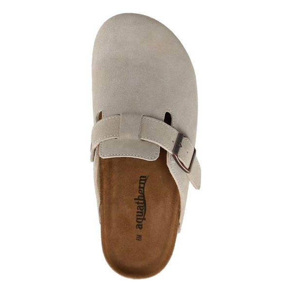 Aquatherm Suede Clog Taupe Size 8