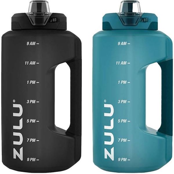 ZULU Half Gallon Leak-Proof Water Bottles with Hydration Tracker and Silicone Staw (1 Pack) - 2 Coun