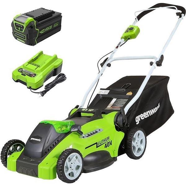 Greenworks 16-Inch 40V Cordless Lawn Mower, 4.0 AH Battery Included 25322