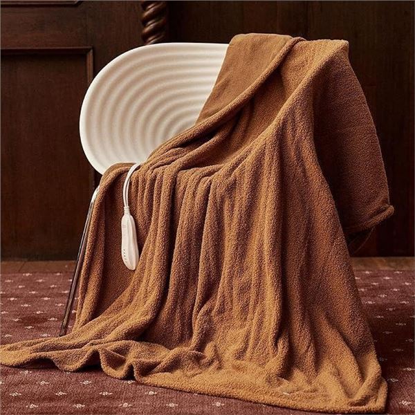 Heated Blanket Electric Throw 50" x 60" -Heated Throw Blanket with 5 Heating Levels & 3 Hours Auto O