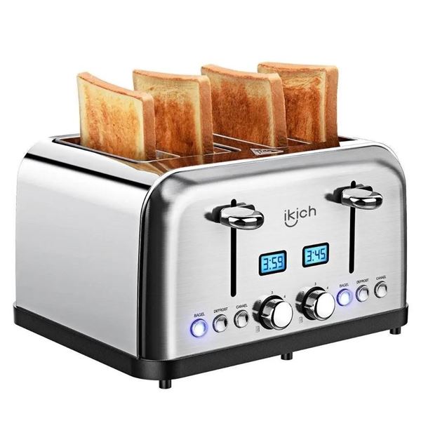 Ikich 4-Slice Stainless Steel Toaster