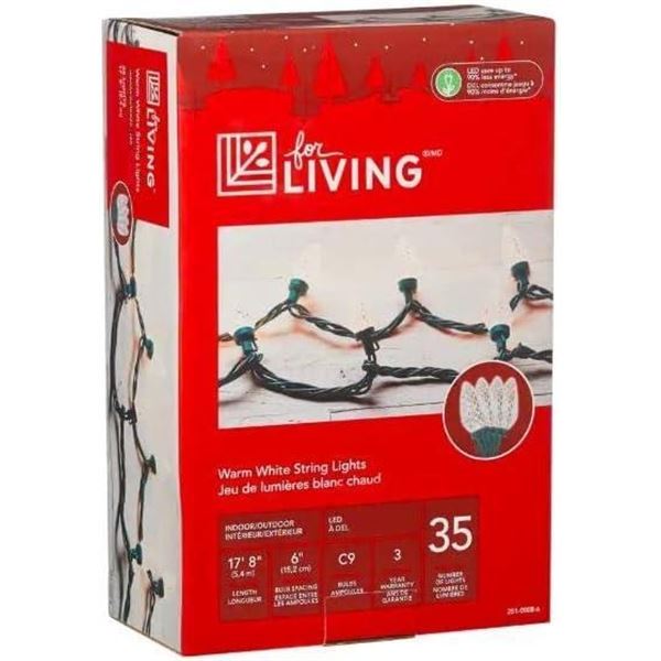 For Living Outdoor C9 Christmas Lights, 35 LED Lights, Warm White