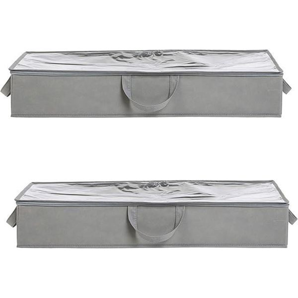 Amazon Basics Under Bed Fabric Storage Container Bags with Window and Handles - 2-Pack, 30.2 x 20 x 