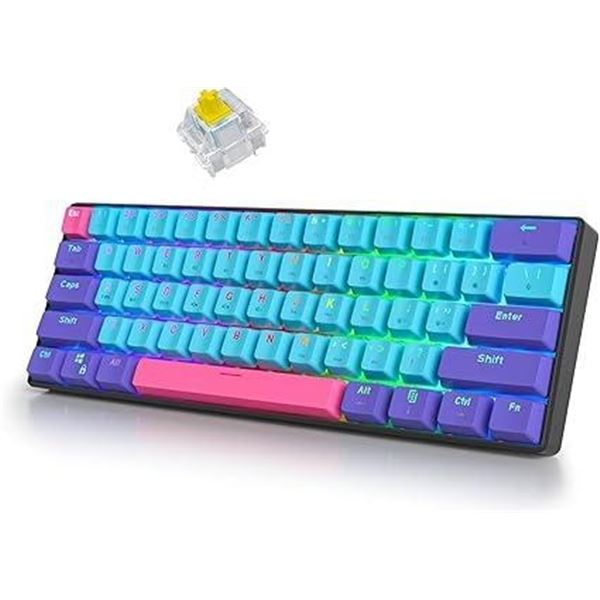 surmen 60% Wireless Gaming Keyboard 60 Percent RGB Backlit Hot-Swappable GT61 Mini Mechanical Keyboa