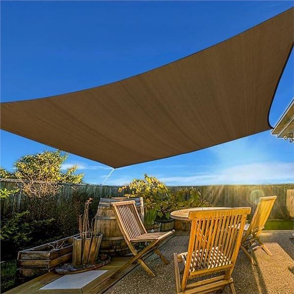 Brown Sun Shade Sail UV Block 185 GSM AT1216 Commercial Rectangle Outdoor Covering for Backyard, Per