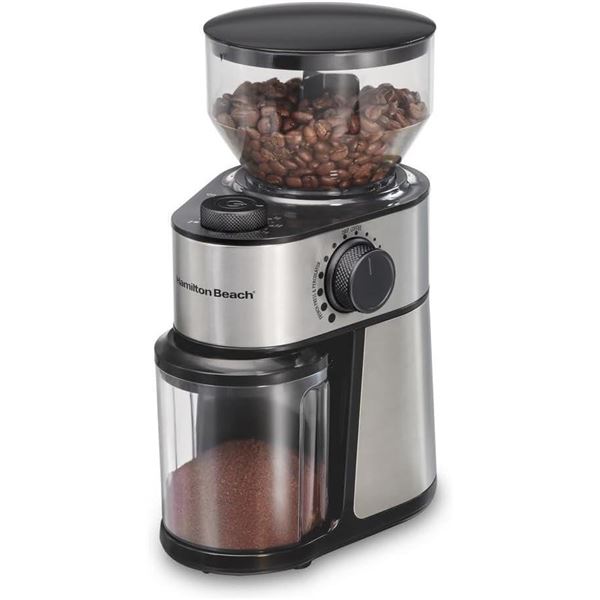 Hamilton Beach Burr Coffee Grinder, 12 Cups, Stainless Steel Black ,80385