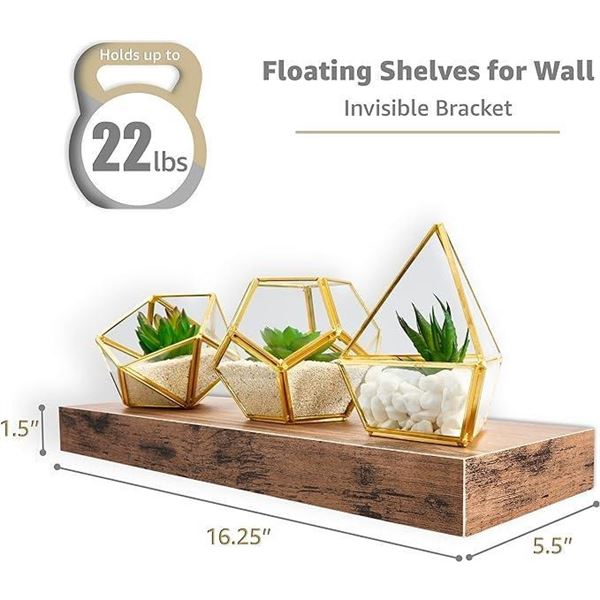 Sorbus Floating Shelves for Wall - Set of 2 Rustic Wood Wall Shelves for Living Room, Kitchen, Bedro