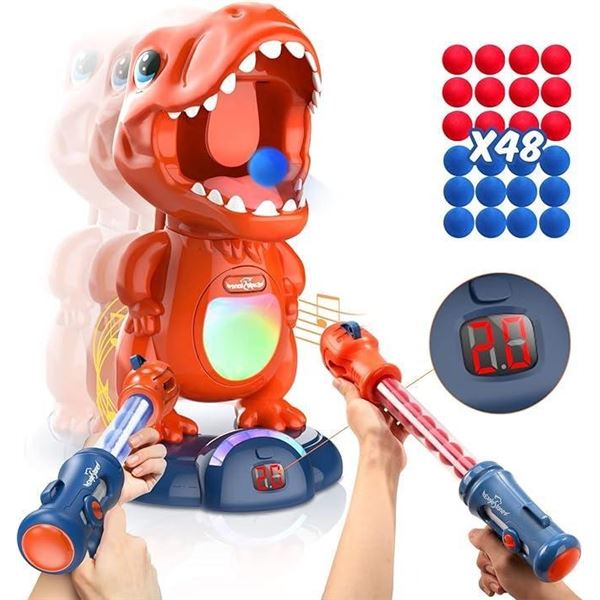 EagleStone Movable Dinosaur Shooting Toys Target Shooting Games w/ 2 Pump Guns, LED Score Record, 48