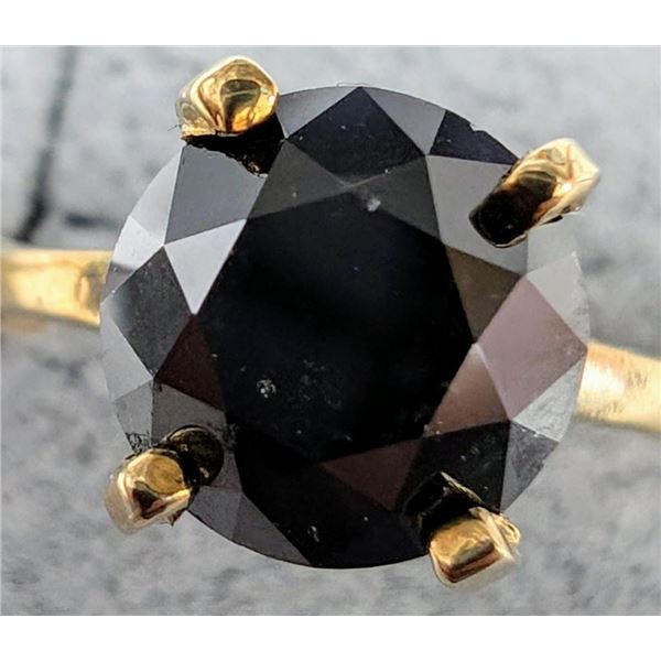 10K Yellow Gold 2.38G Black Diamond 2.4Ct Ring (~Size 6)(Ring is resizable for $40), Made in Canada,