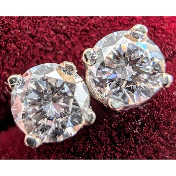 14K White Gold Lab Diamond 0.7Ct Earrings, Made in Canada, Appraised Retail $1500