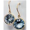 Image 2 : 10K Yellow Gold 1.52G Laser Cut Blue Topaz 6.1Ct Earrings, Appraised Retail $750
