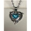 Image 1 : Blue Heart Solitaire Dolphin Pendant & Chain Set .925 Silver