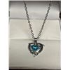 Image 2 : Blue Heart Solitaire Dolphin Pendant & Chain Set .925 Silver