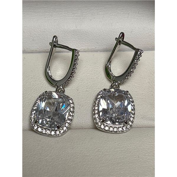 Set of Cushion Solitaire Stones 1.50 Carat Pendant Style Earrings