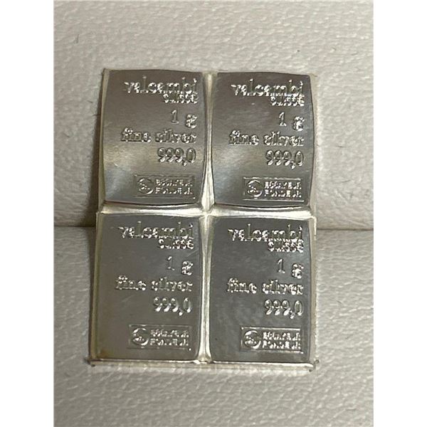 Valcambi Suisse Pure .999 Silver Lot of 4 Wafer Bars