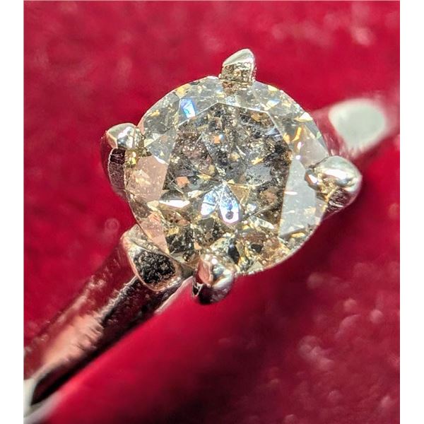 14K White Gold 2G Natural Diamond 0.5Ct Ring (~Size 4.5)(Ring is resizable for $40), Made in Canada,