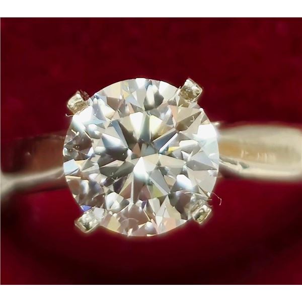 14K White Gold 2.4G Lab Diamond 1.3Ct Ring (~Size 6)(Ring is resizable for $40), Made in Canada, App