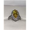 Image 1 : Canary Yellow Marquis Cut 1.1 Carat Solitaire & Cluster .925 Silver Ladies Ring