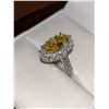 Image 2 : Canary Yellow Marquis Cut 1.1 Carat Solitaire & Cluster .925 Silver Ladies Ring