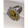 Image 4 : Canary Yellow Marquis Cut 1.1 Carat Solitaire & Cluster .925 Silver Ladies Ring