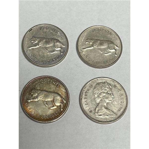 Vintage Centennial 1967 Canada Silver Quarters LOT of 4