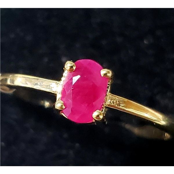 10K Yellow Gold Natural Ruby(0.6ct) Ring (~Size 6.75)�(~weight 1.5g), Made in Canada, Appr