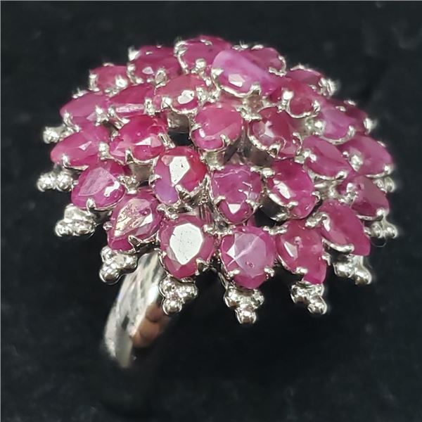 Silver Natural Ruby(7ct) Ring (~weight 7.84g), Appraised Retail $900