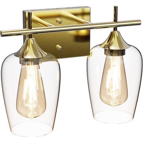 UL-Listed 2-Light Bathroom Vanity Light Fixtures JACKYLED Indoor Wall Mount Wall Sconce Brass Vanity