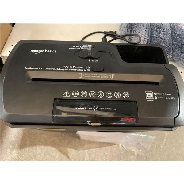 AmazonBasics 8-Sheet Strip-Cut Paper, CD and Credit Card Home Office Shredder with AmazonBasics SP12