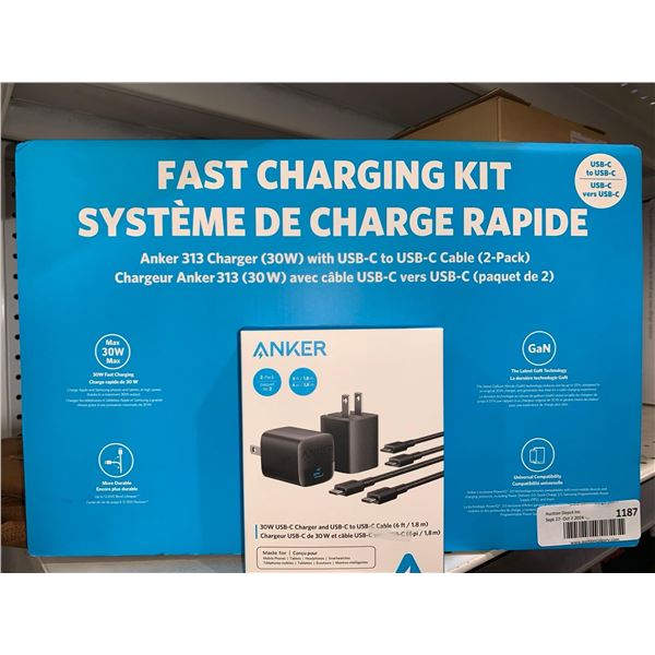 Anker Fast Charging Kit 313 Charger with USB-C to USB-C Cable 2 pack