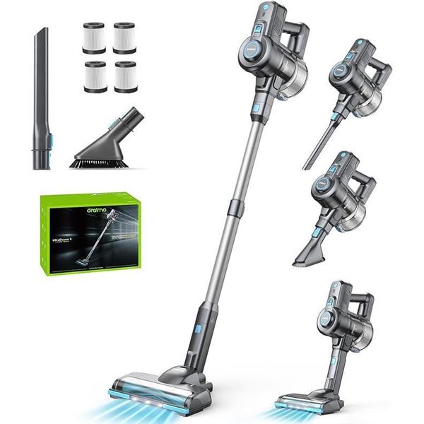 Oraimo Cordless Vacuum, 6 in 1 Cordless Vacuum Cleaner with LED and Self-Standing, 800 ml Stick Vacu