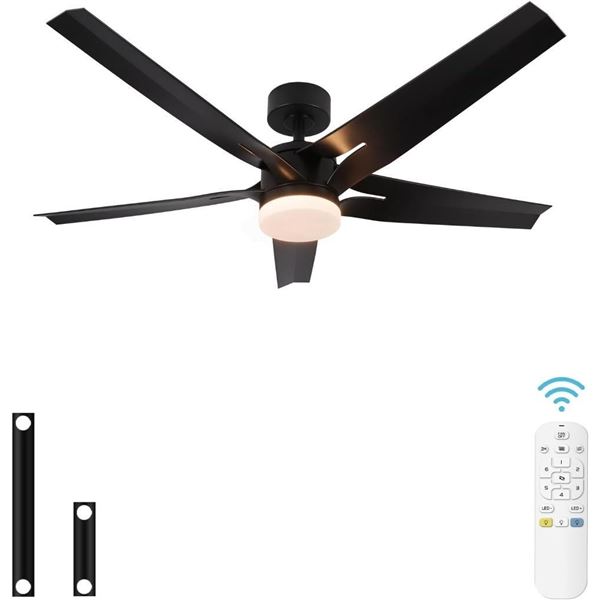 DARKMANBA Ceiling Fan with Lights, Waterproof Outdoor Reversible Ceiling Fans with 5 ABS Blades, 52 
