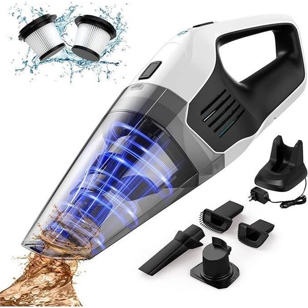 Handheld Vacuum Cordless 9000Pa, Wet Dry Portable 2200mAh Battery Hand Vacuum Cleaner Lightweight Re